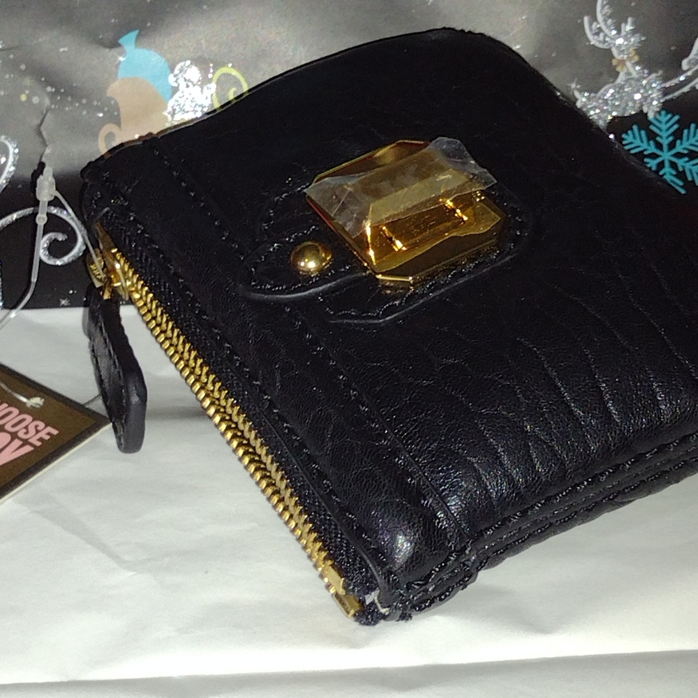 Juicy Couture Black Butter Leather LG  Wallet Clutch Gold HW NWT - Picture 11 of 13